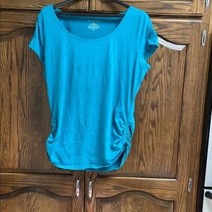 Ann Taylor Teal Ruched Tee